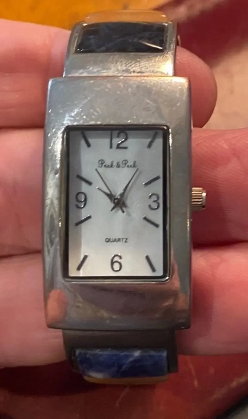 Women's Peck & Peck Watch, Bangle Bracelet with Enamel Insets